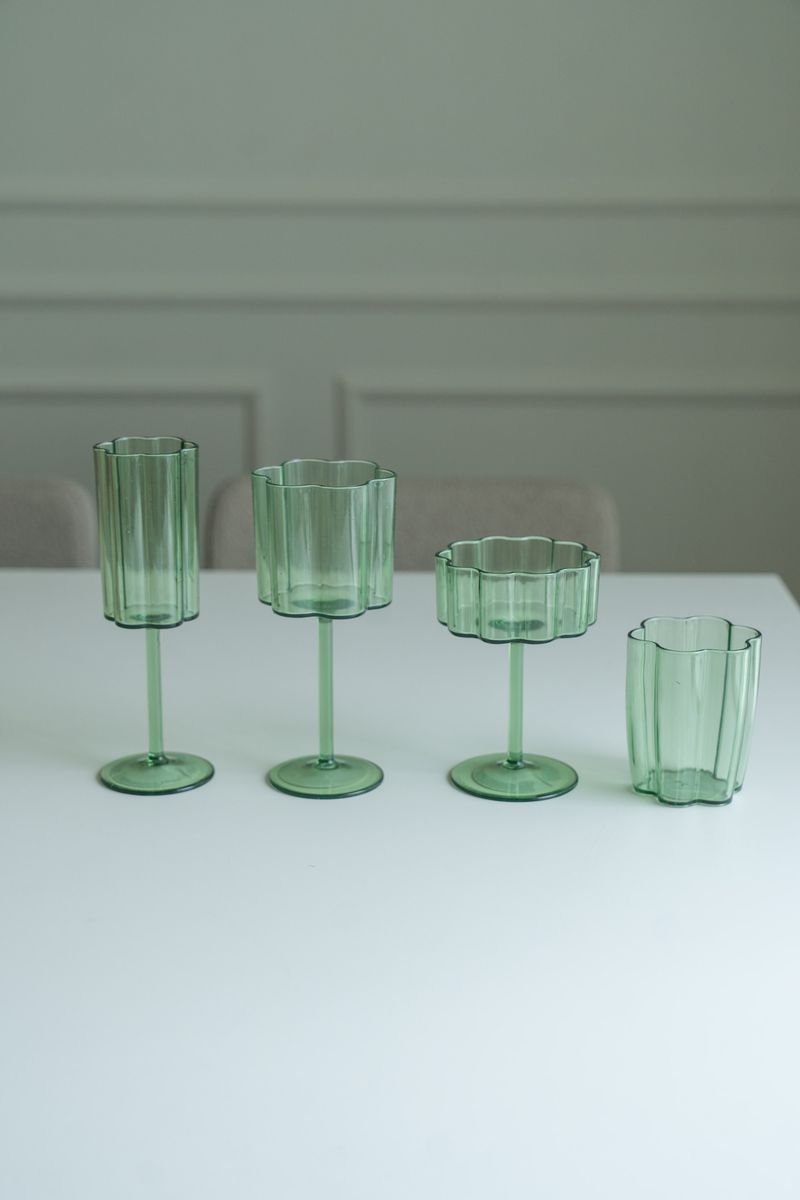 Blomst drikkeglass – 300 ml – grønn