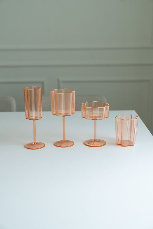 Blomst drikkeglass – 300 ml – rosa