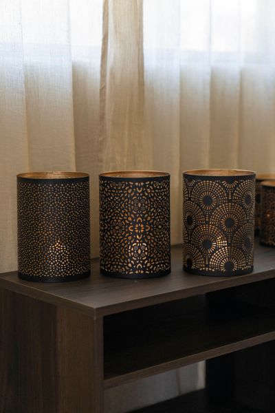 Hovedbilde Lysholder - svart/kobber - 18cm Buer