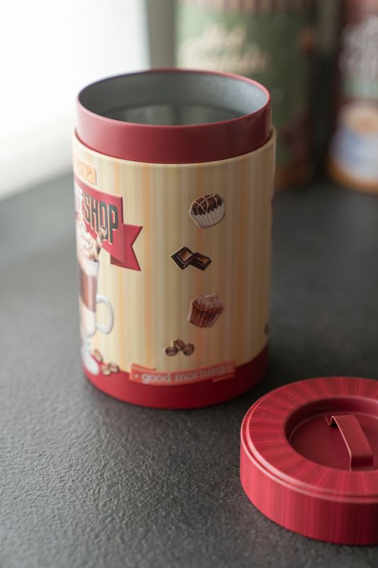 Retro Oppbevaringsboks – Ø10×H16 cm – Coffe Shop