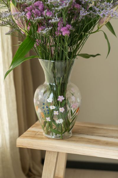 Hovedbilde Glassvase med blomsterdekor – Mixet 27cm